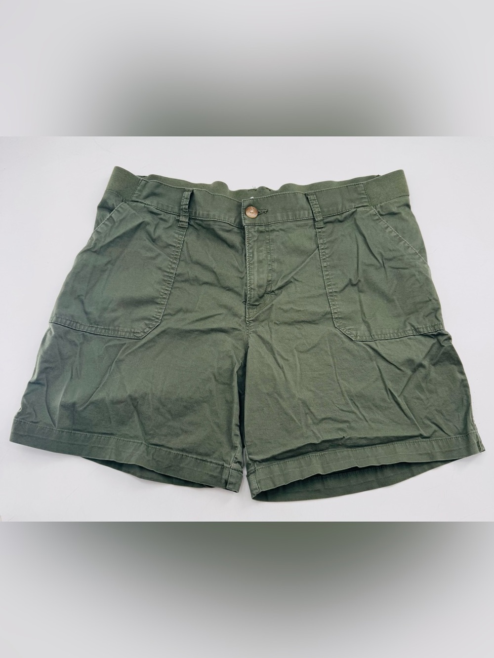 Shorts Lee Regular Fit Bermuda Olive Mid Rise Size 16 Summer Army Green Stretch